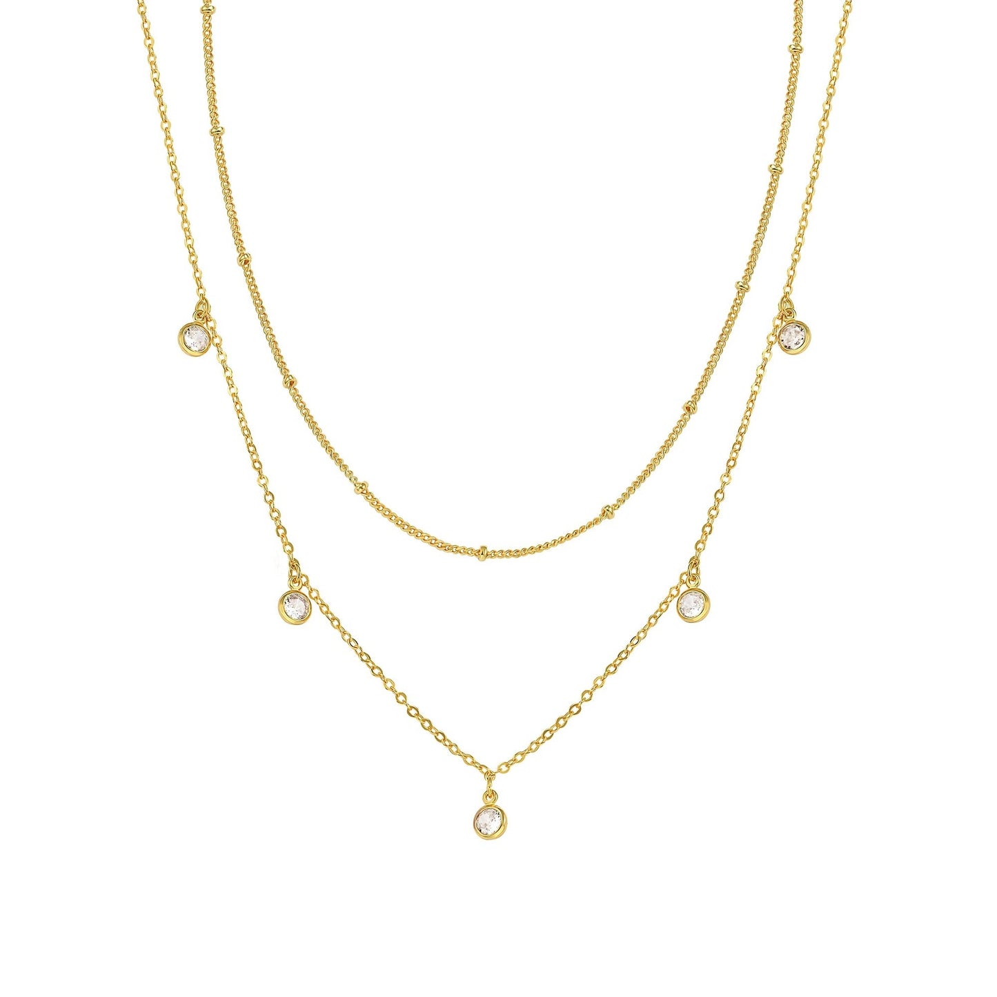 Waterdrop Chain Necklace,COLORFUL BLING Dainty Necklace Sideways Pendant Necklace For Women Gold Jewelry