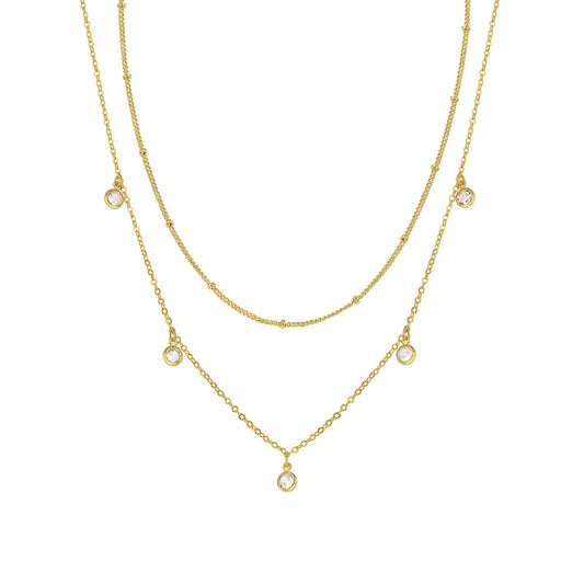 Waterdrop Chain Necklace,COLORFUL BLING Dainty Necklace Sideways Pendant Necklace For Women Gold Jewelry