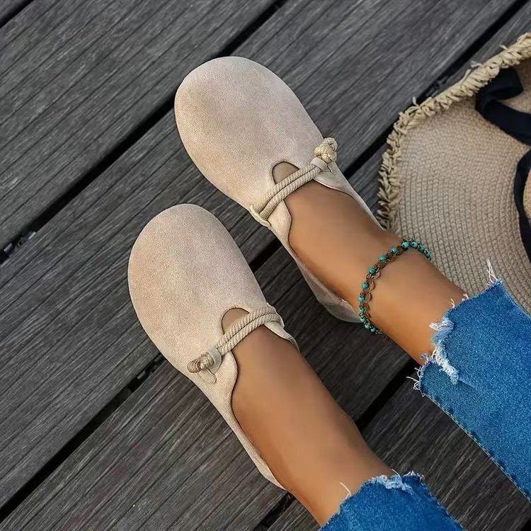 Ultra-soft Sweet Suede Round-toe Flat Lace-up Womens Shoes