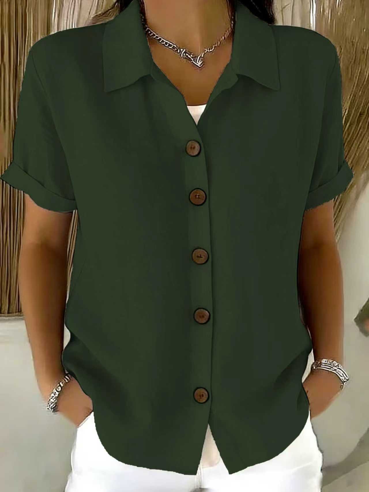 Women's Lapel-button Long-sleeve Shirt