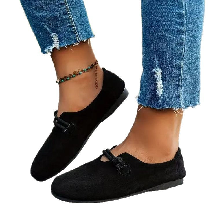 Ultra-soft Sweet Suede Round-toe Flat Lace-up Womens Shoes