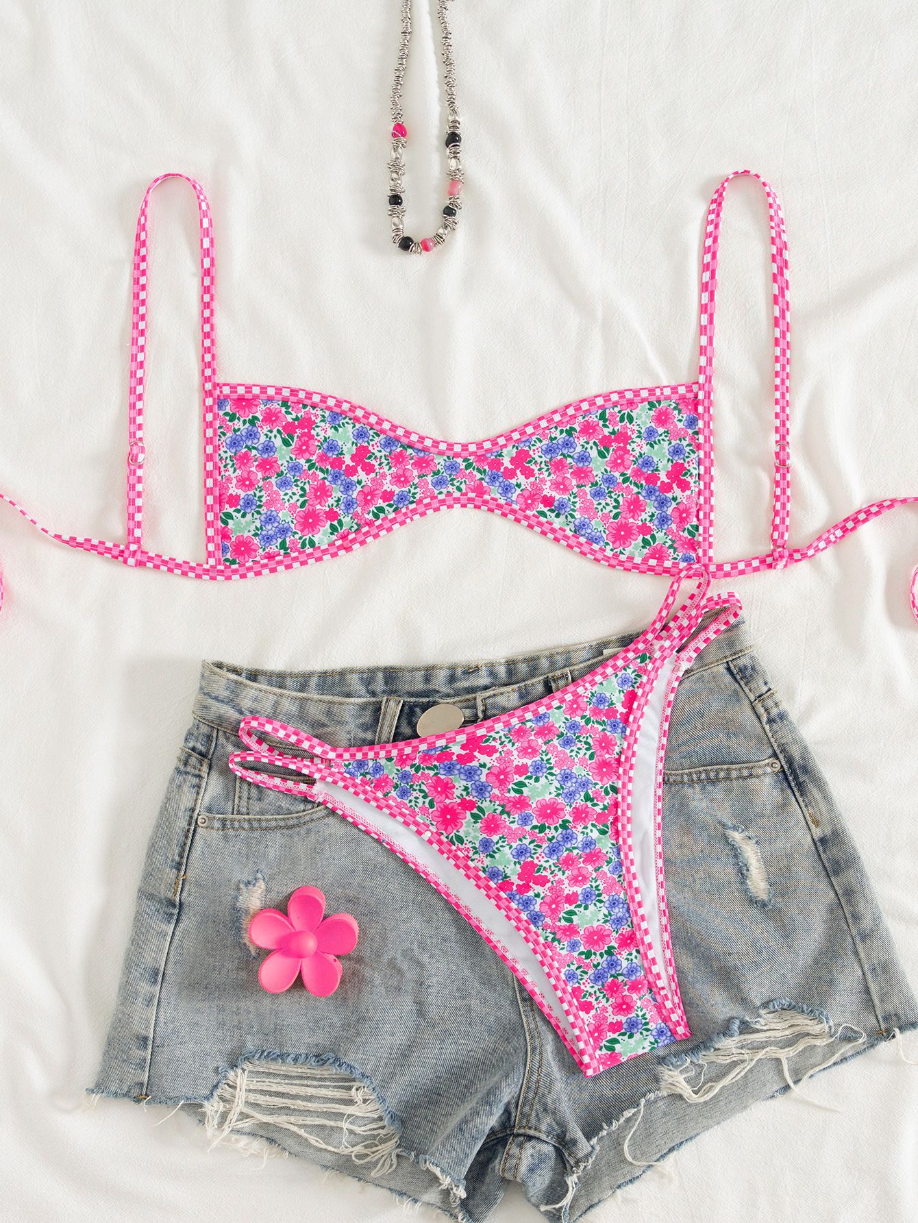 Tube-top Backless Lace-up Sexy Bikini Two-piece Swimsuit