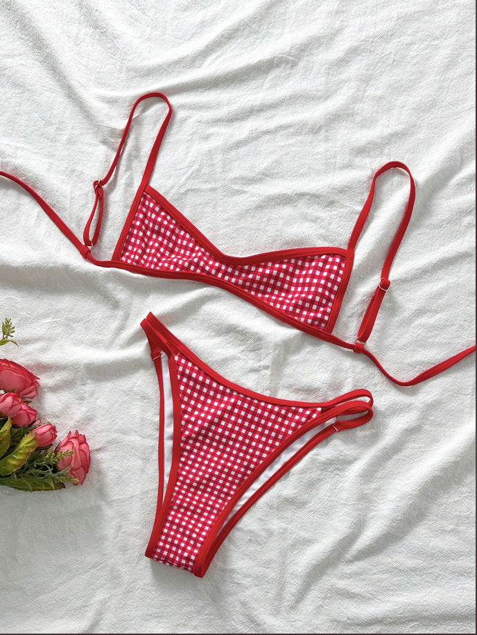 Tube-top Backless Lace-up Sexy Bikini Two-piece Swimsuit