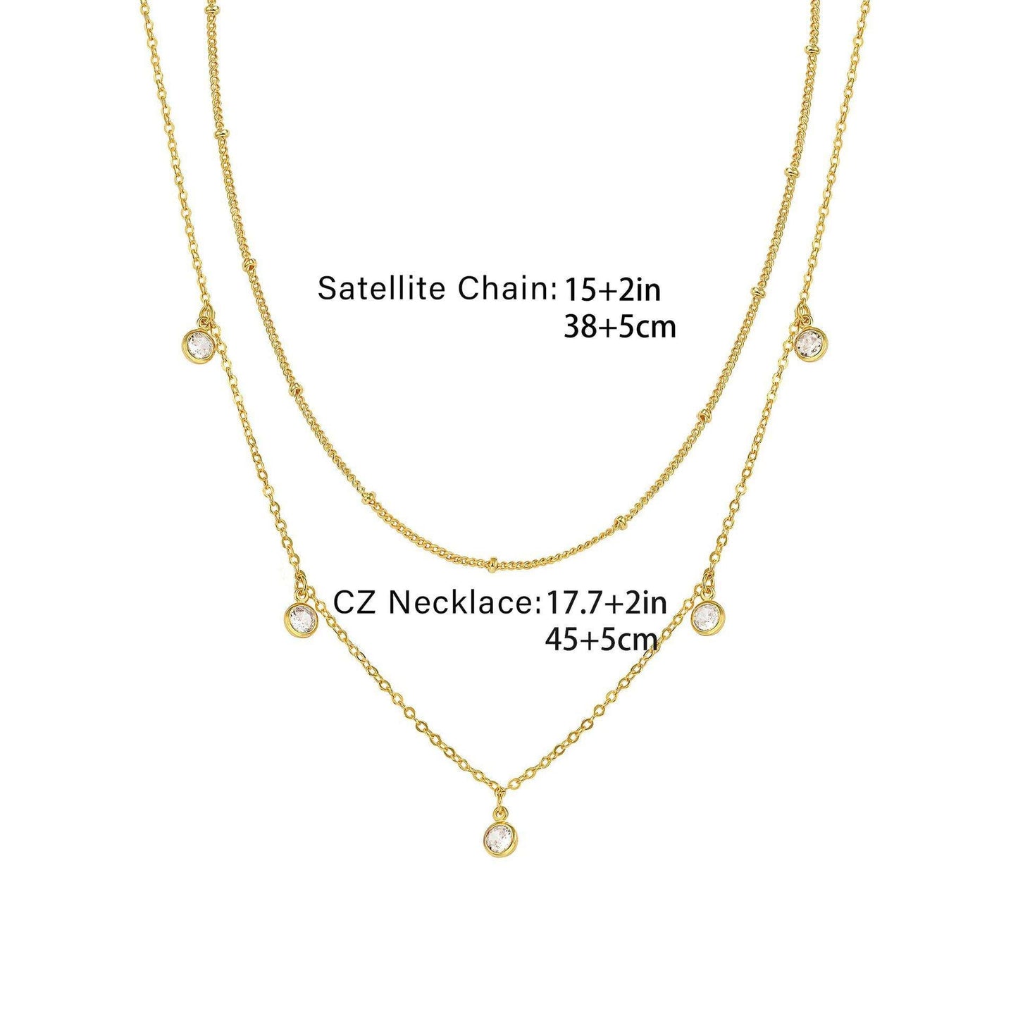 Waterdrop Chain Necklace,COLORFUL BLING Dainty Necklace Sideways Pendant Necklace For Women Gold Jewelry