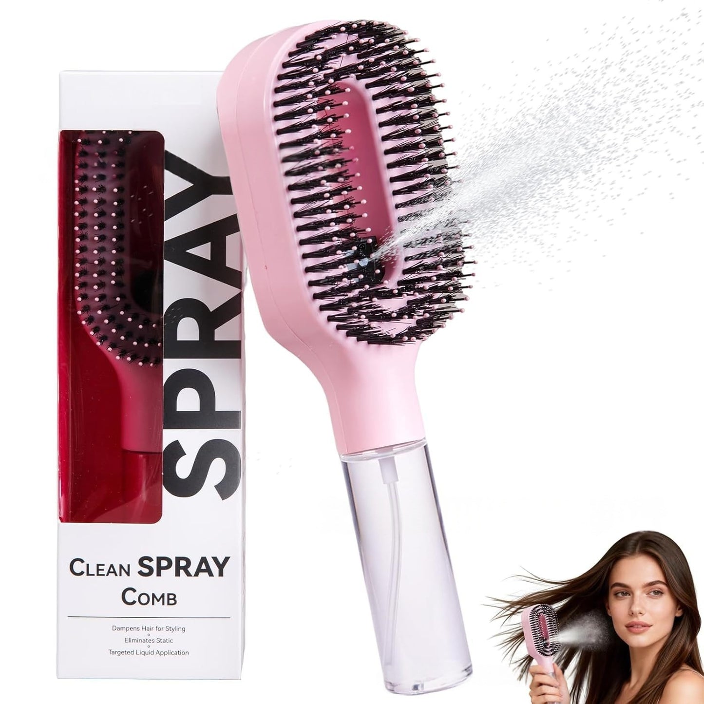 One-Click Spray Anti-Frizz Hair Brush
