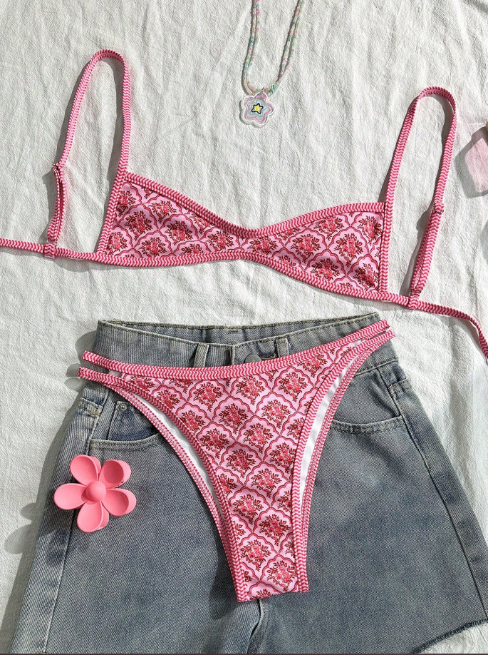 Tube-top Backless Lace-up Sexy Bikini Two-piece Swimsuit