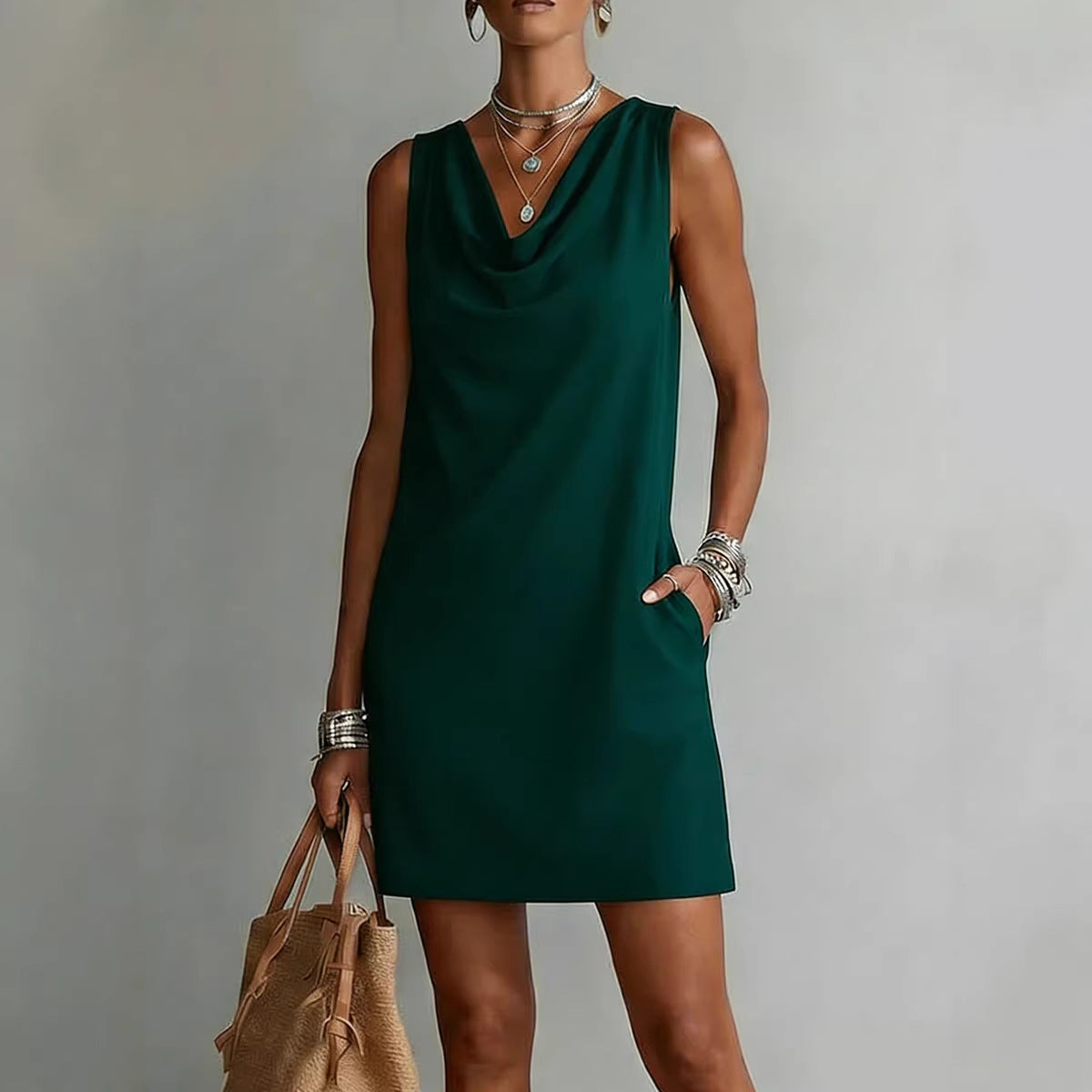 Fashionable Womens Off-shoulder Sleeveless Dress