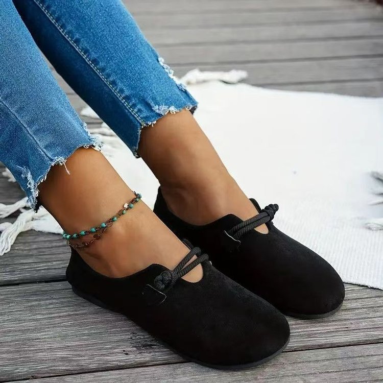 Ultra-soft Sweet Suede Round-toe Flat Lace-up Womens Shoes