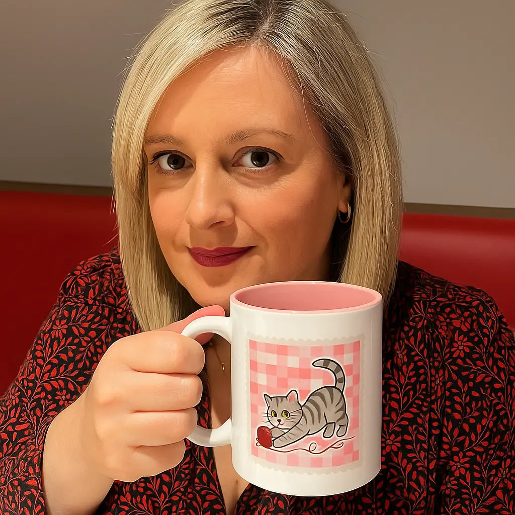 Taza gatito color interior rosa EME