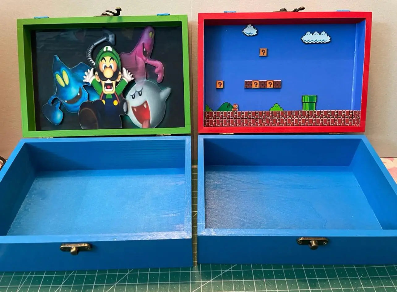 Caja Mario / Luigi  | Caja de madera decorativa | EME regalos EME