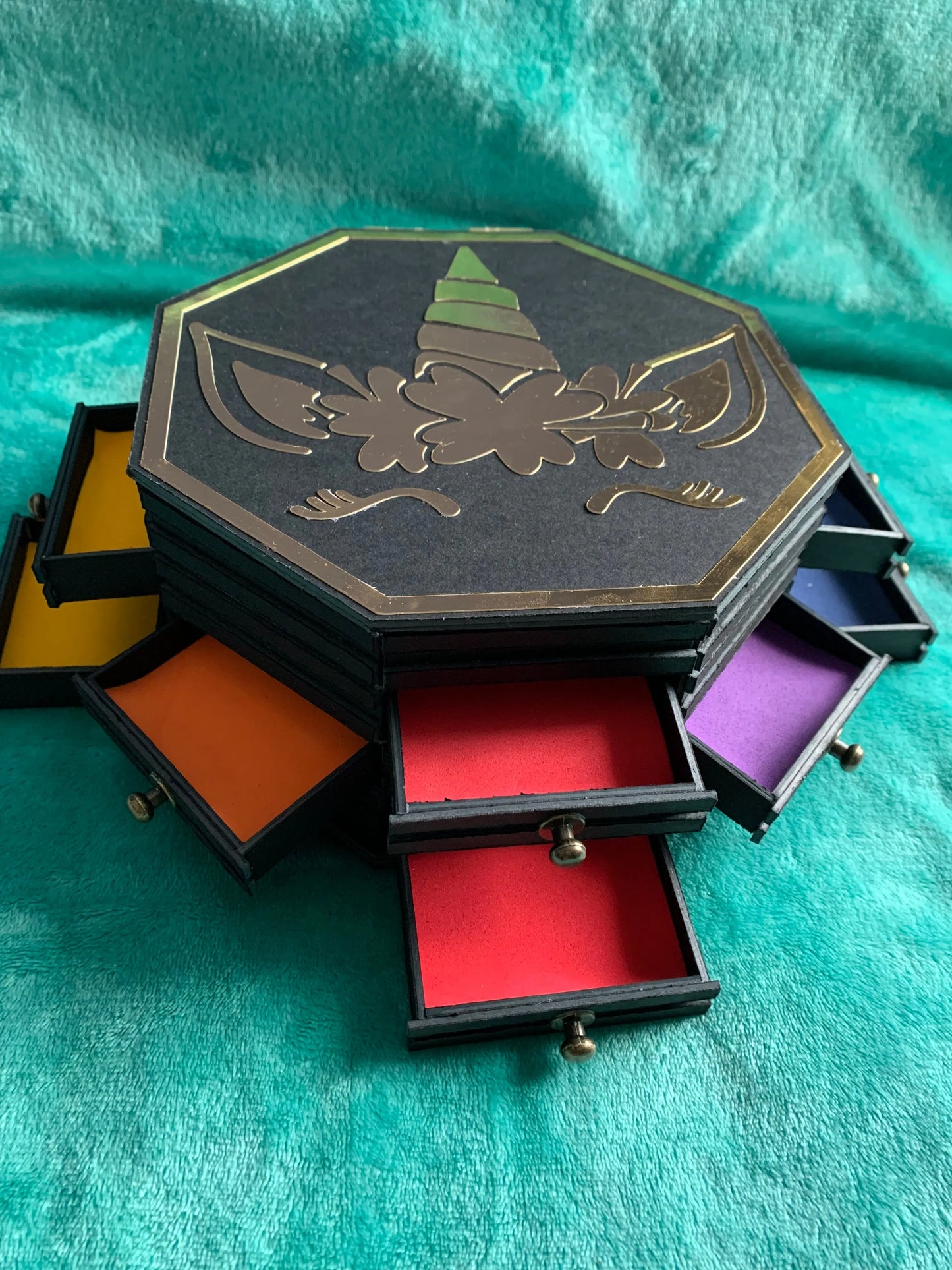 Handcrafted Unicorn Jewelry Box - 12 Drawers + Top Compartment | EME EME