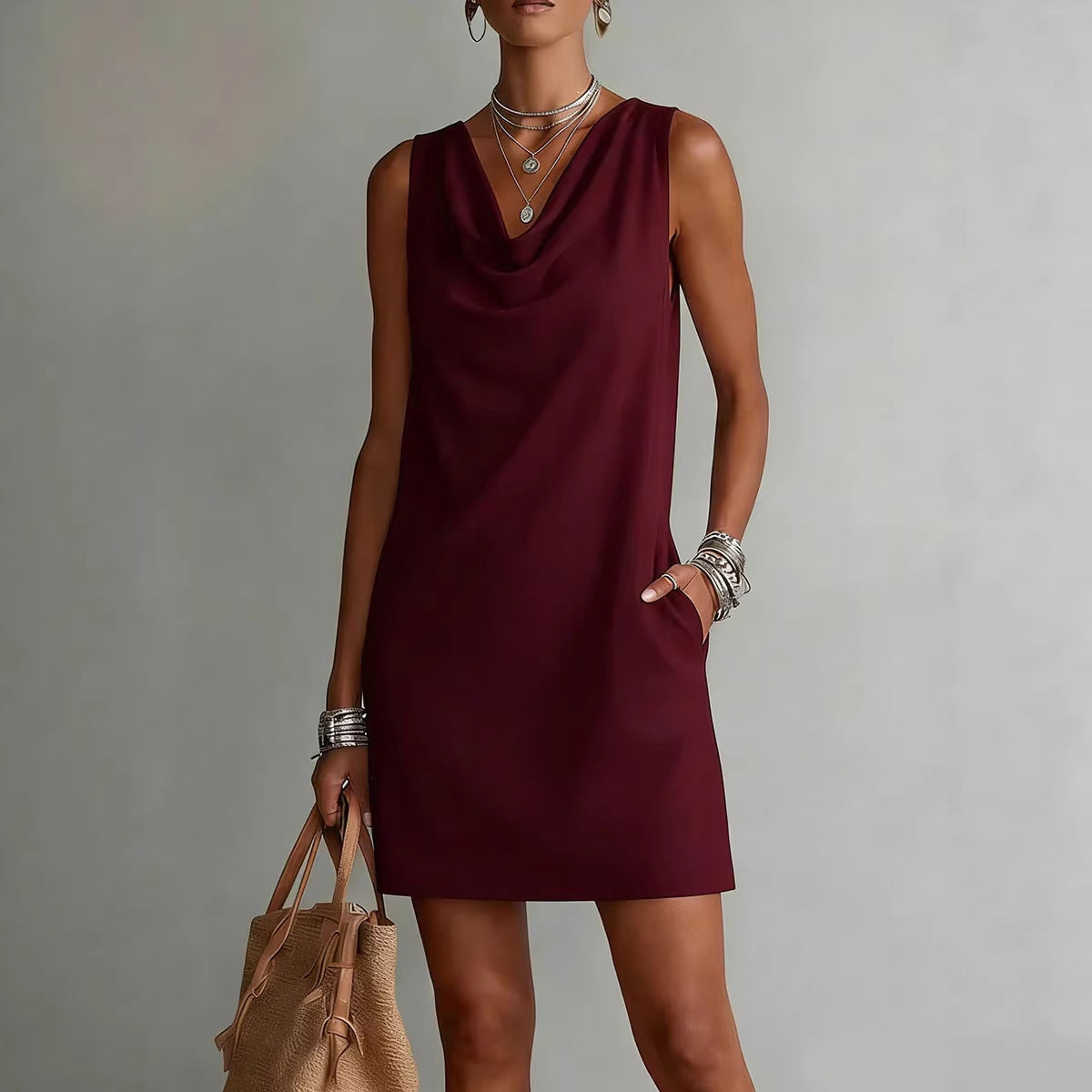 Fashionable Womens Off-shoulder Sleeveless Dress