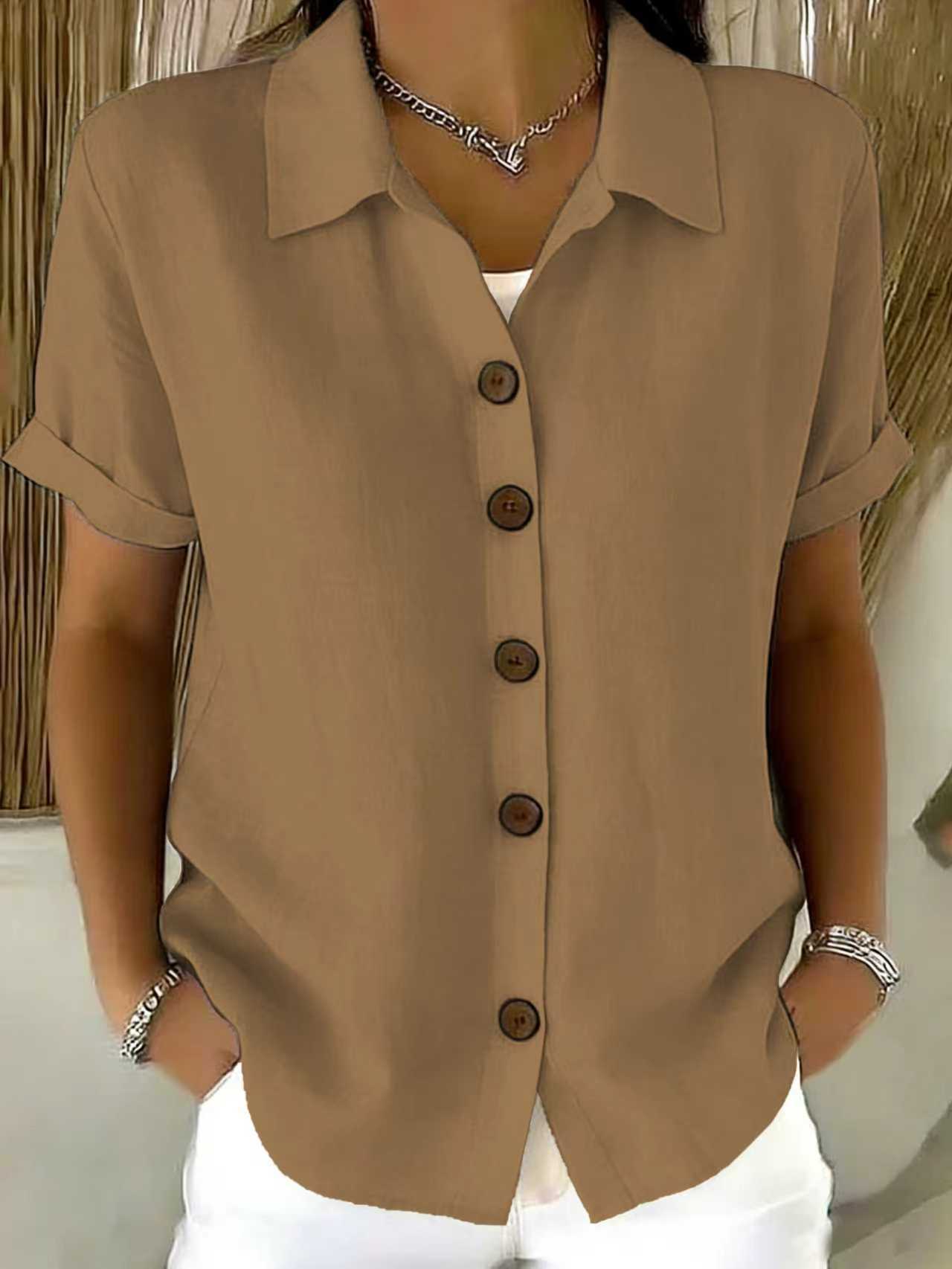 Women's Lapel-button Long-sleeve Shirt