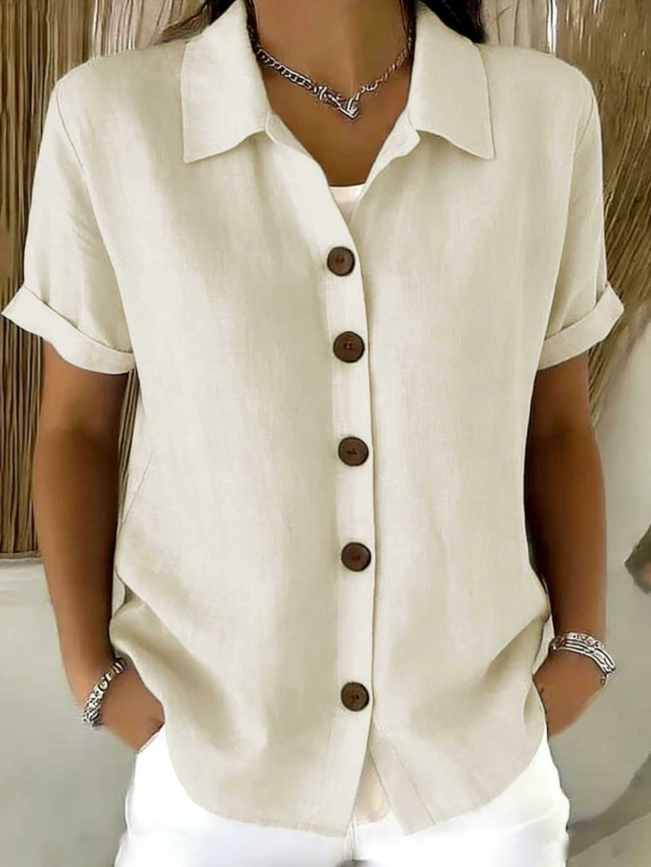 Women's Lapel-button Long-sleeve Shirt
