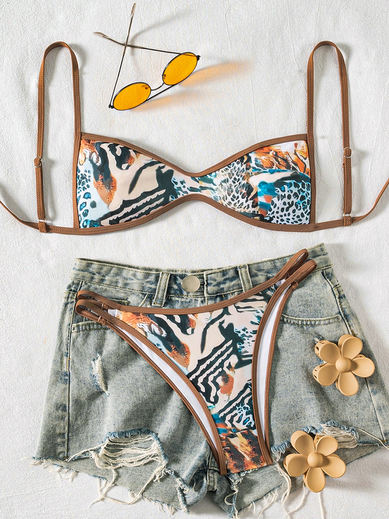 Tube-top Backless Lace-up Sexy Bikini Two-piece Swimsuit