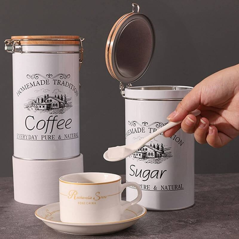 1,000ml 35OZ Tea Coffee Sugar Canisters Set Of 3