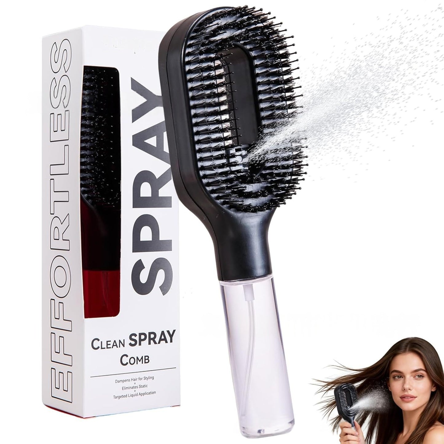 One-Click Spray Anti-Frizz Hair Brush