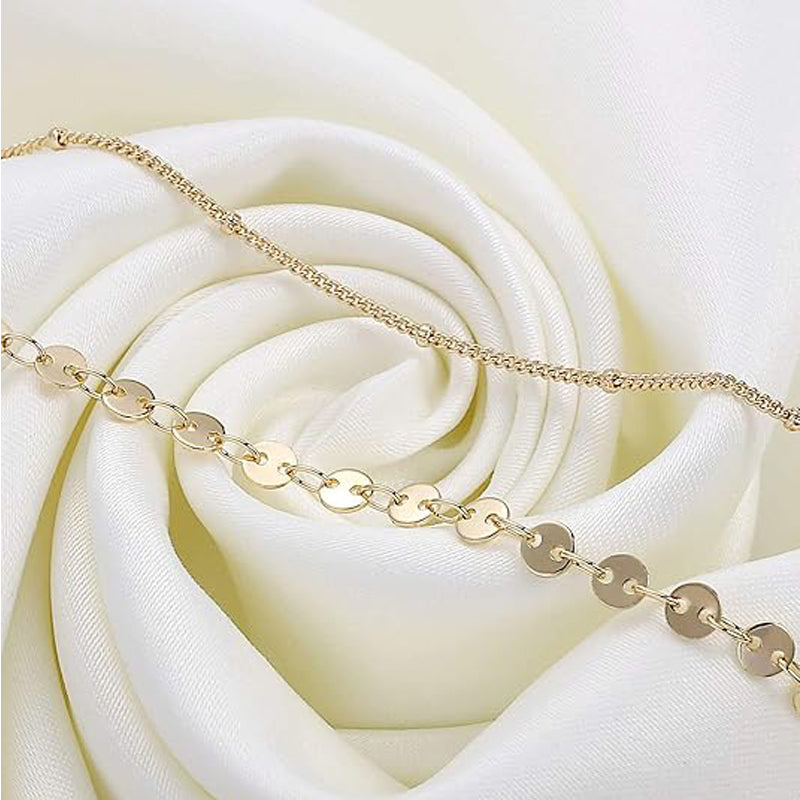 Dainty Gold Bracelets For Women, 14K Gold Filled Adjustable Layered Bracelet Cute Oval Chain  Bar Gold Bracelets For Women Jewelry