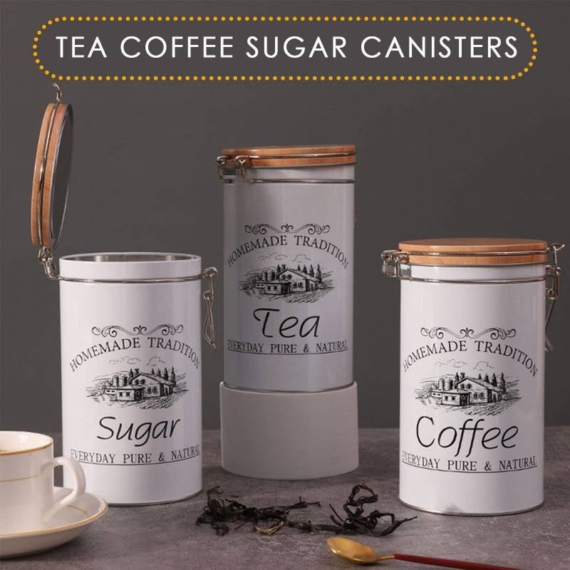 1,000ml 35OZ Tea Coffee Sugar Canisters Set Of 3
