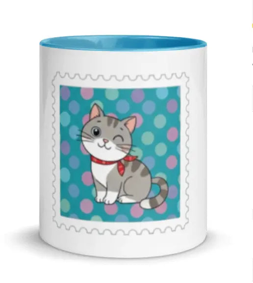 Taza gatito color interior azul EME