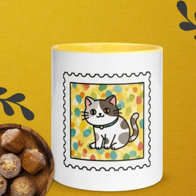Taza gatito color interior amarillo EME