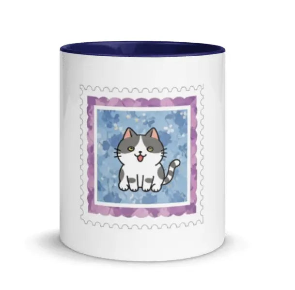 Taza gatito color interior azul marino EME