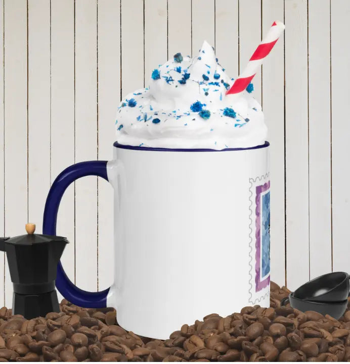 Taza gatito color interior azul marino EME
