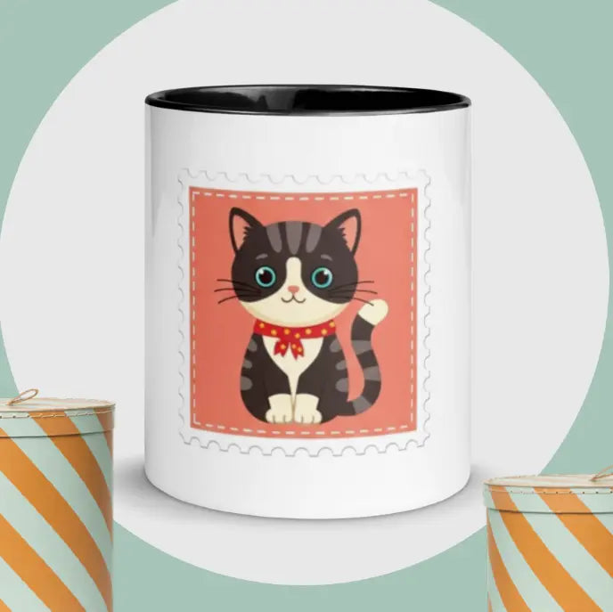 Taza gatito color interior negro EME