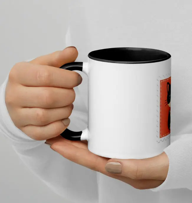Taza gatito color interior negro EME