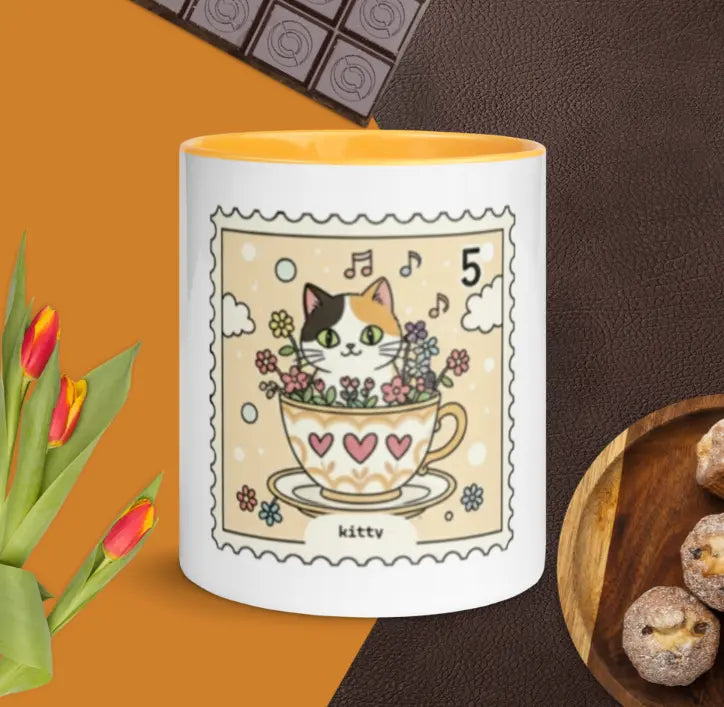 Taza gatito color interior naranja EME