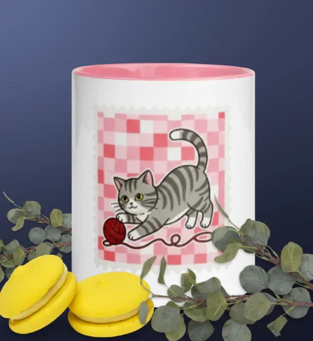 Taza gatito color interior rosa EME