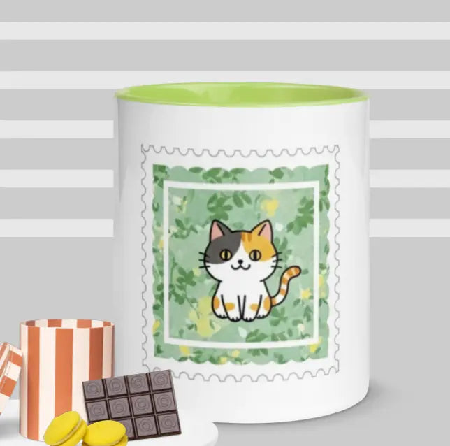 Taza gatito color interior verde EME
